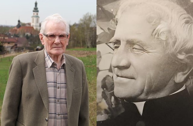 Józef Oślizło dziś ma 92 lata. Obok archiwalne zdjęcie ks. Roberta Wallacha.