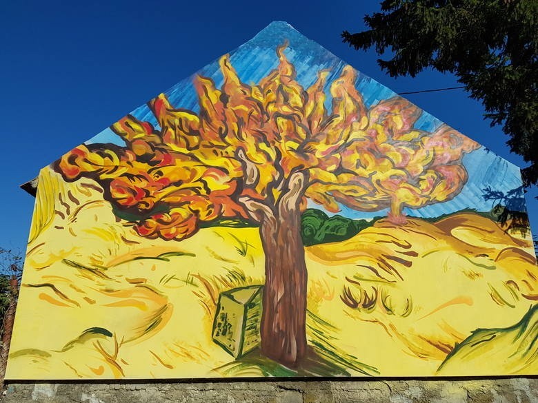 Jeden z murali w Brzózkach (gmina Szubin)