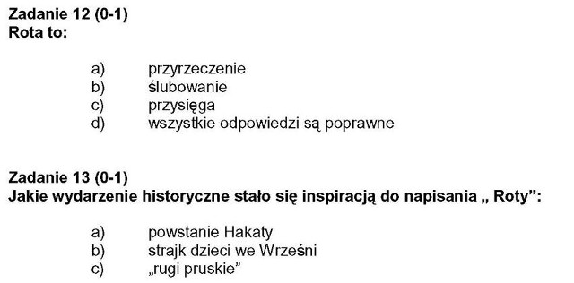 Test gimnazjalny. Część humanistyczna. Zadania 12-13