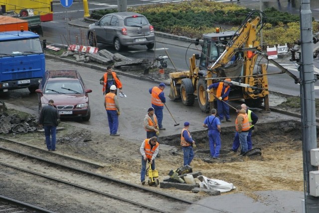 Wrocław, plac Dominikański po wielkiej awarii wodociągowej