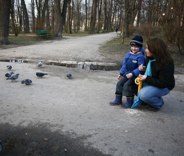 - Ładna pogoda zmotywowała nas do wyjścia na spacer. W parku już czuć wiosnę - mówią Monika Pogodzińska i Filip Iliczko, których spotkaliśmy we wtorek w Parku imienia Tadeusza Kościuszki w Radomiu.