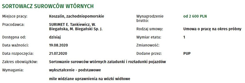 Praca w Koszalinie. Sprawdź ponad 40 nowych ofert! Zarobki, warunki, szczegóły