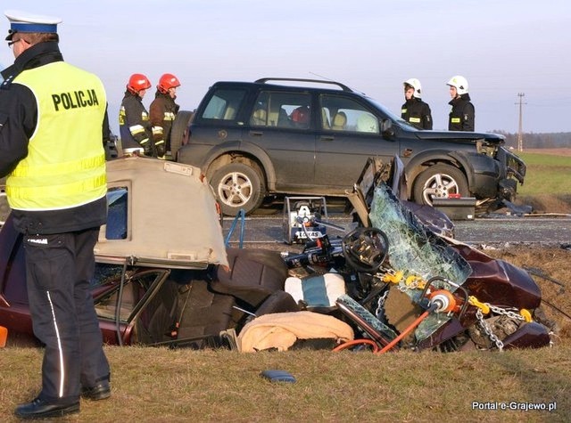 Wypadek śmiertelny na trasie Grajewo - Ruda na drodze krajowej nr 65 w okolicy m. Koszarówka