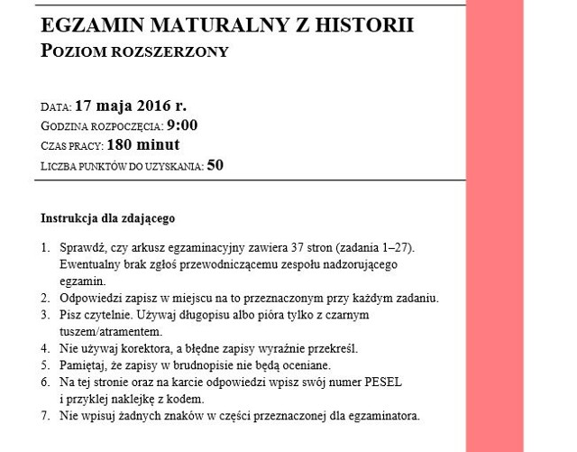 Matura 2016: HISTORIA ODPOWIEDZI 17.05.2016 (ARKUSZ CKE, ROZWIĄZANIA - PODSTAWA ROZSZERZENIE)