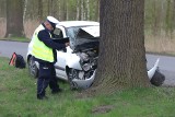 Samochód roztrzaskał się na drzewie we Wrocławiu. Dwie młode osoby trafiły do szpitala