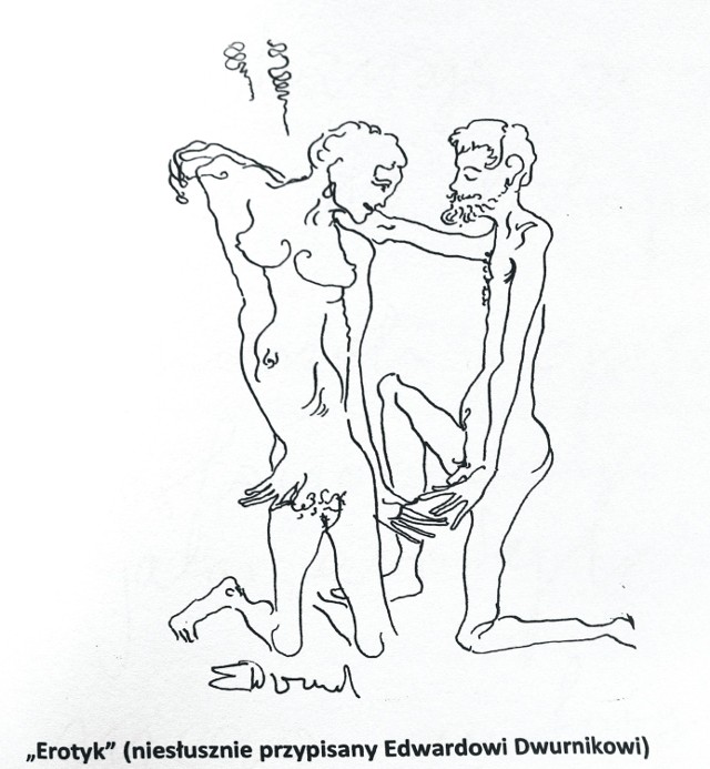 Jedna z grafik podrobiona przez oskarżoną Magdę K. Sprzedała ją jako "Erotyk" Edwarda Dwurnika.