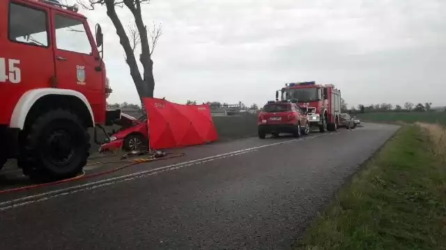 Śmiertelny wypadek w Gniewie na drodze do miejscowości Ciepłe [30.10.2018] . Nie żyją dwie osoby