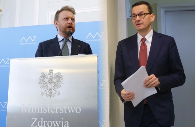 Na zdjęciu minister zdrowia, Łukasz Szumowski oraz premier Mateusz Morawiecki.