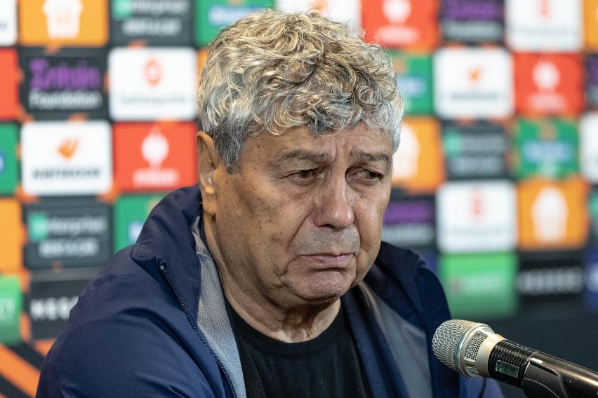 Trener Dynama Kijów Mircea Lucescu podczas konferencji...