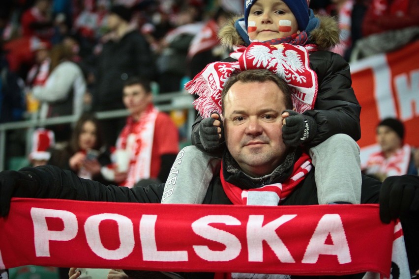 Kibice na meczu Polska - Nigeria. Stadion Wrocław 23.03.2018