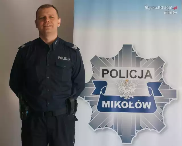 Sierż. szt. Michał Czerepkowski  pomógł uratować mieszkankę