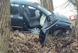 Wypadek na DK3 w kierunku Jeleniej Góry. Samochód uderzył w drzewo. 73-letni kierowca jest w szpitalu 
