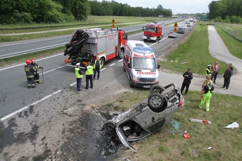Wypadek na łączniku AOW i Długołęki, 28.05.2015