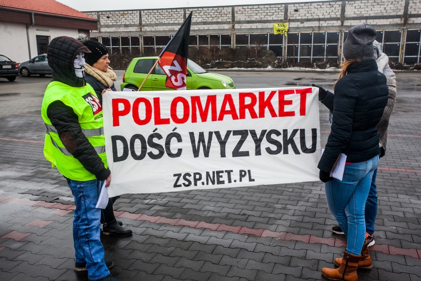 "Mięso ma więcej praw niż pracownicy". Pikieta pod POLOmarketami