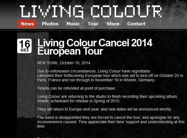 Głos Rock Festiwal - Koncert Living Colour odwołany