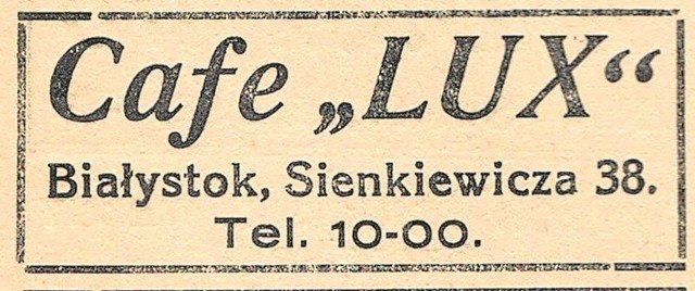 Reklama Cafe Lux z 1932 roku.