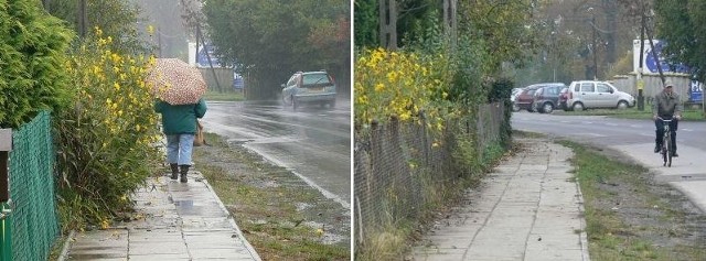 Tak kilka dni temu wyglądał chodnik przed domem przy ulicy Sienkiewicza 209. Służby odpowiedzialne za czystość w mieście, w piątek uporządkowały rośliny, które utrudniały spacer tym trotuarem.