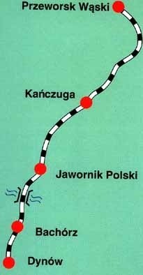 Trasa liczy 46 km, pociąg jedzie z prędkością nie większą...