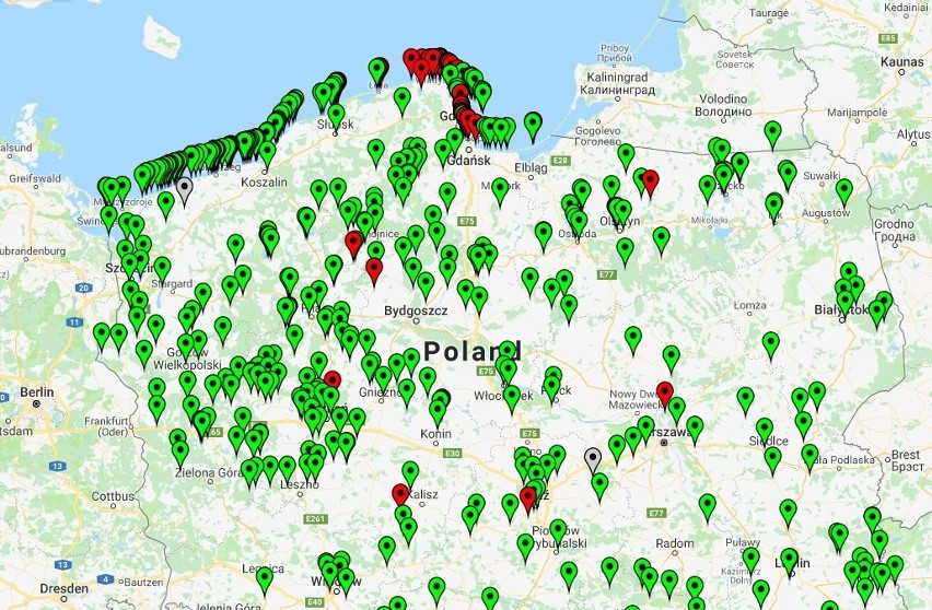 Sinice nad Bałtykiem: MAPA ONLINE. Otwarte i zamknięte...