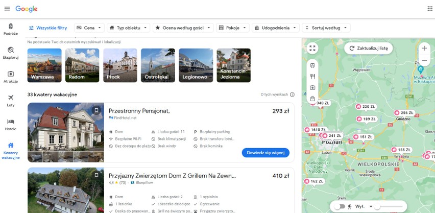 Google Kwatery Wakacyjne to opcja analogiczna do hoteli,...