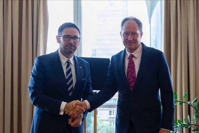 Daniel Obajtek na spotkaniu z ambasadorem Stanów Zjednoczonych w Polsce Markiem Brzezinskim.