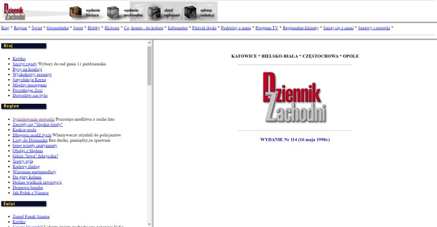 Dziennikzachodni.pl w 1998 roku