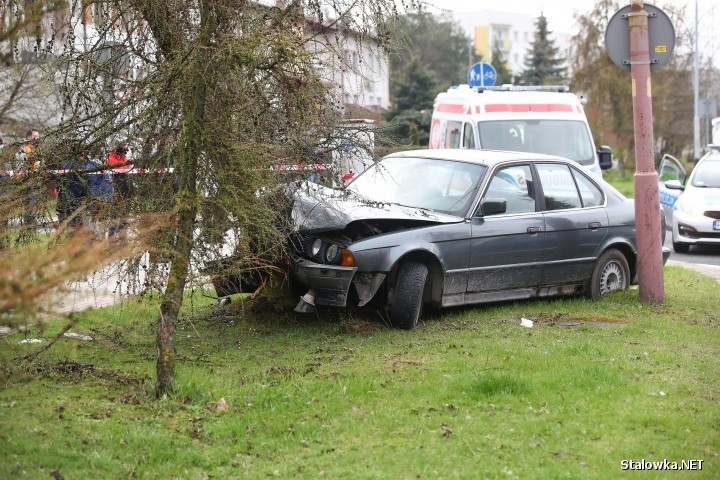 Stalowa Wola. Bmw uderzyło w drzewo, czteroosobowa rodzina, w tym dwójka małych dzieci, trafiła do szpitala (ZDJĘCIA)