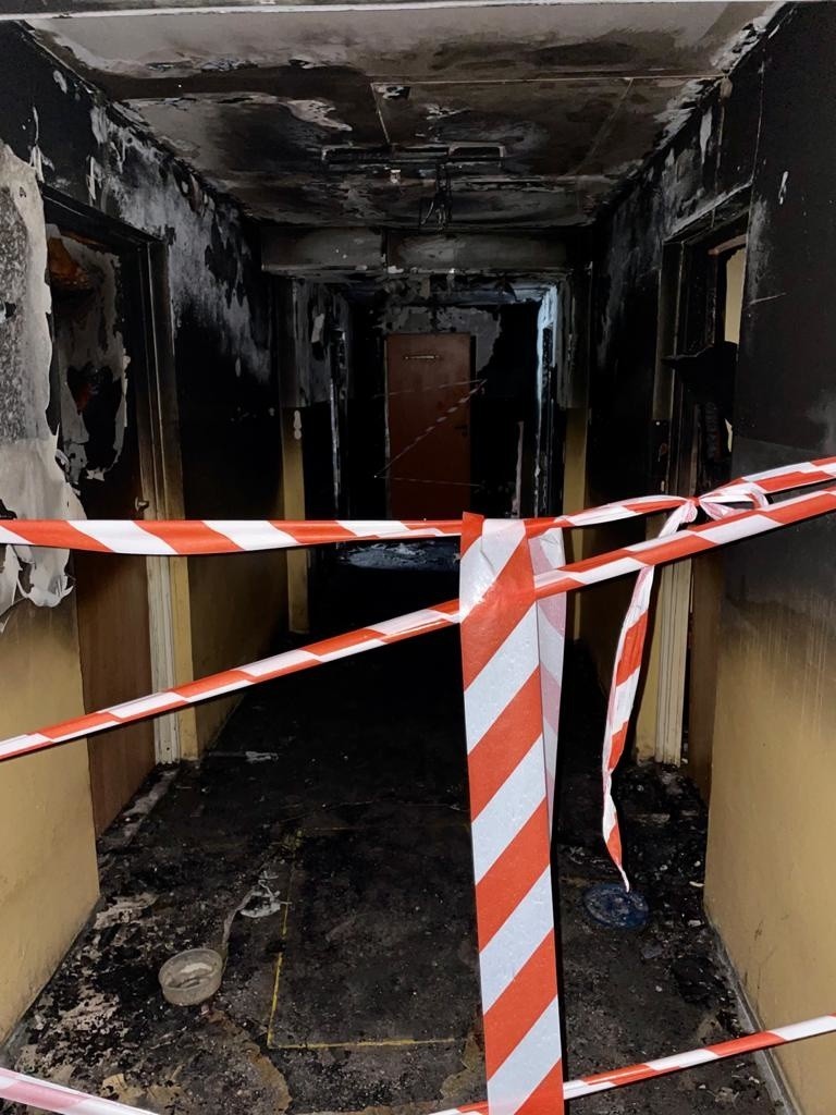 Pożar strawił dwa mieszkania w budynku przy ulicy Łącznej w...