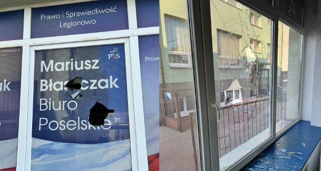 Wybito szyby w biurze poselskim ministra Mariusza Błaszczaka w Legionowie