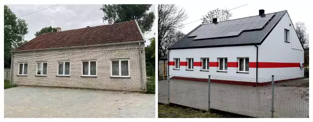 Świetlica wiejska w Krępicach - przed i po remoncie.