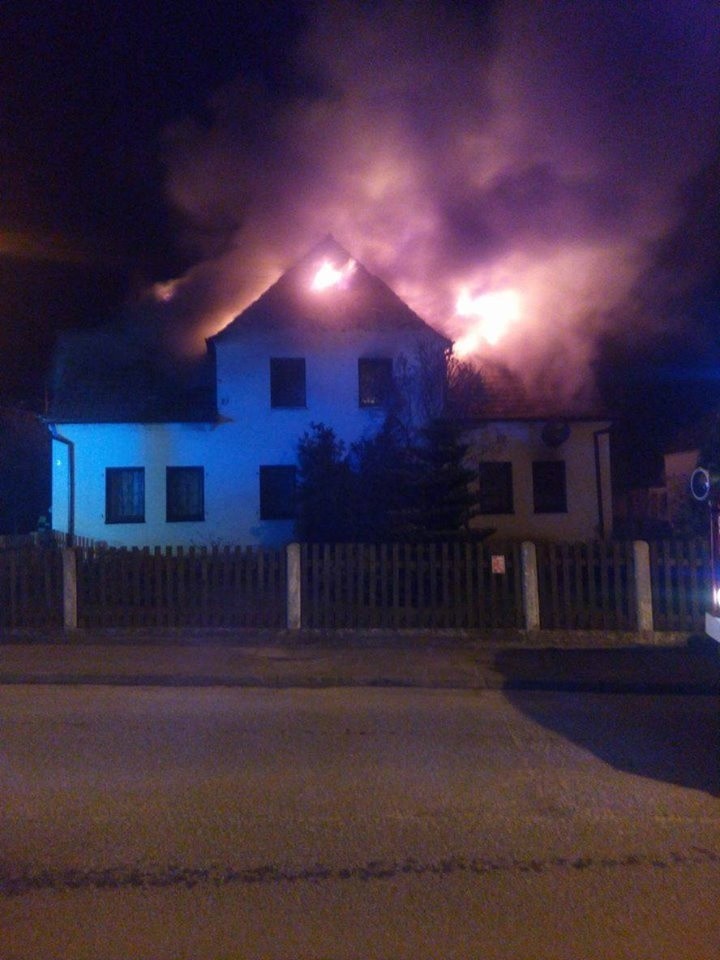 Pożar budynku w Przybiernowie.