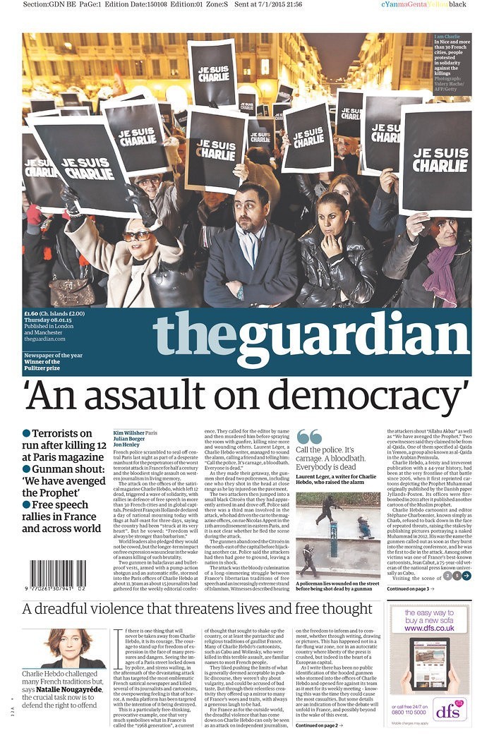 "The Guardian" z Wielkiej Brytanii umieścił tytuł "Zamach na...