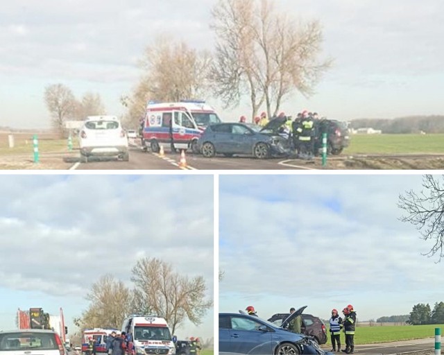 Wypadek dwóch samochodów osobowych na trasie DK 65 Mońki-Knyszyn