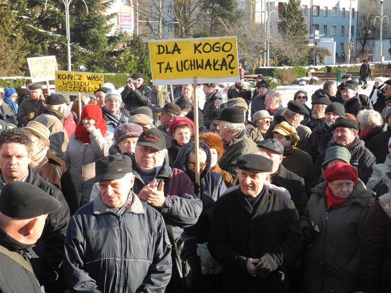 Protest przed ratuszem w Koszalinie.