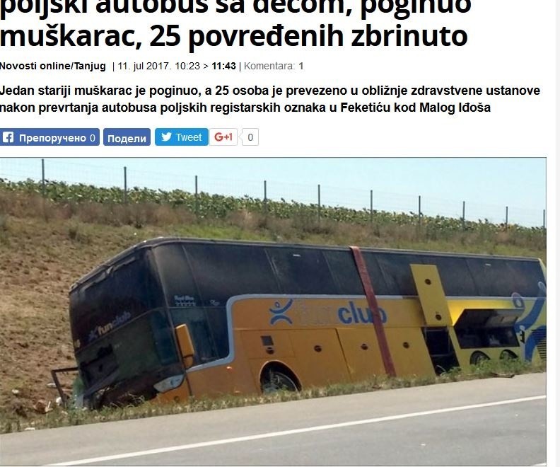 Wypadek polskiego autokaru w Serbii.