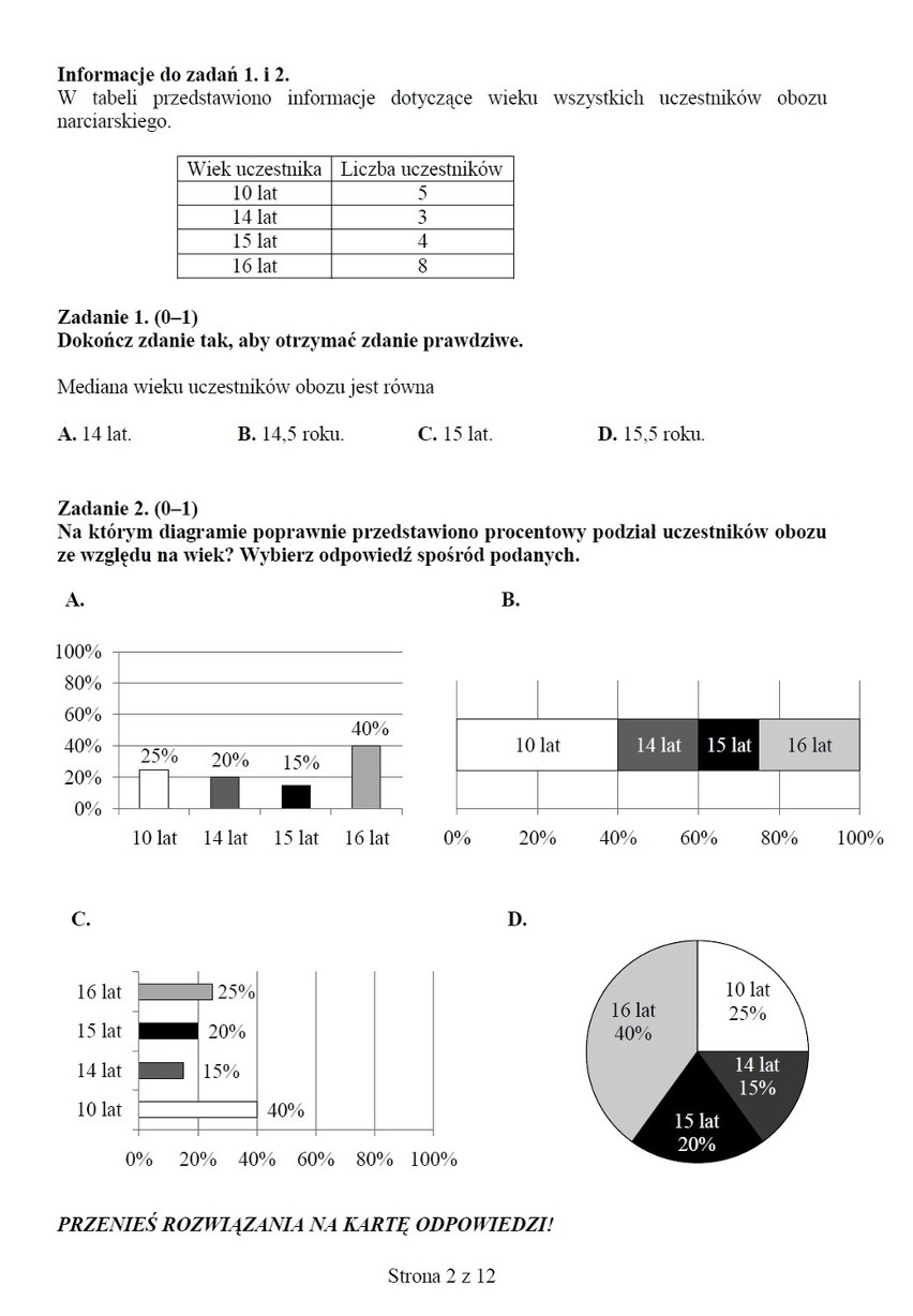 Egzamin gimnazjalny - arkusz CKE - matematyka z roku 2013