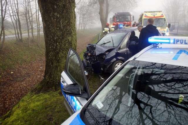 Wypadek miał miejsce na ulicy 3 maja na granicy Słupska. Kierujący oplem uderzył w przydrożne drzewo. Kierujący Oplem Meriva razem z pasażer ką trafili do szpitala. Gł&oacute;wną przyczyną wypadku mogła być bardzo słaba widoczność. Od rana w regionie dominuje mgła. &lt;script async defer class=&quot;XlinkEmbedScript&quot;  data-width=&quot;640&quot; data-height=&quot;360&quot; data-url=&quot;//get.x-link.pl/ac790ba4-edc3-f5c9-ea00-27dc9bd37b87,68b664ab-0216-99a0-0263-e84f444b3d05,embed.html&quot; type=&quot;application/javascript&quot; src=&quot;//prodxnews1blob.blob.core.windows.net/cdn/js/xlink-i.js?v1&quot; &gt;&lt;/script&gt;