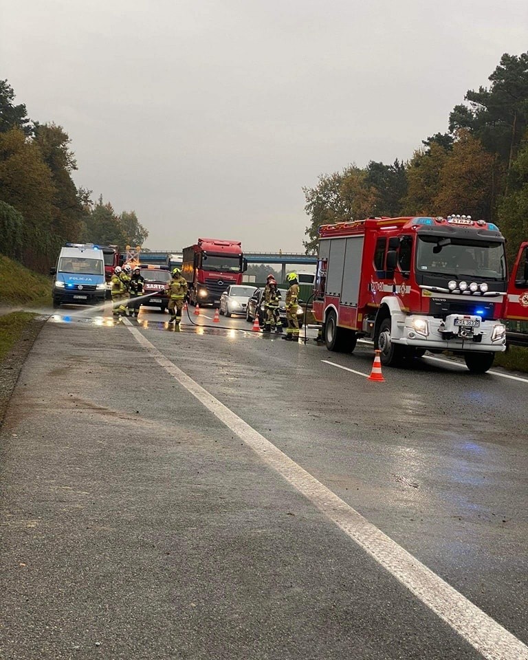 Wypadek na autostradzie A4 w okolicy Kryspinowa