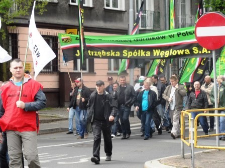 Protest związkowców w Katowicach