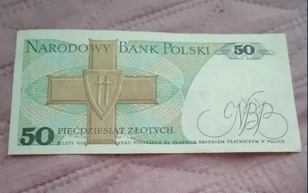 Banknot 50 zł z 1988 roku z wadą ( przesunięta twarz)...