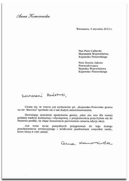 List Anny Komorowskiej do Piotra Całbeckiego, marszałka...