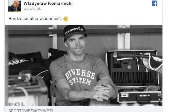 O śmierci żużlowca poinformował Władysław Komarnicki.