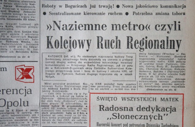 O Kolejowym Ruchu Regionalnym, czyli "naziemnym metrze" Śląska i Zagłębia Dziennik Zachodni pisał w 1986 roku