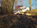 Wypadek na trasie Michałowo - Podozierany. Ford wbił się w betonowy przepust 