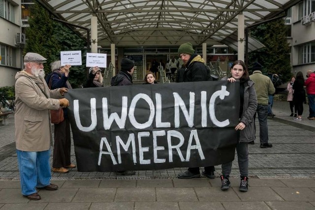 Wczorajszy protest kolegów Ameera przed krakowskim sądem