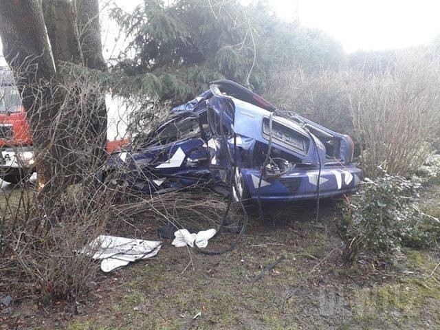 19-latek uderzył w drzewo. W ciężkim stanie w szpitalu [ZDJĘCIA]