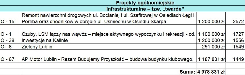 Budżet obywatelski w Lublinie. Zwycięskie projekty...