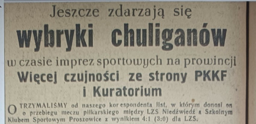 W roku 1952 Echo Krakowa piętnowało wybryki chuliganów
