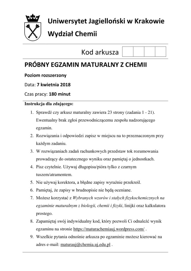 Matura Chemia 2018 Odpowiedzi, Arkusz CKE Matura z chemii Zadania,  Rozwiązania | Gazeta Krakowska