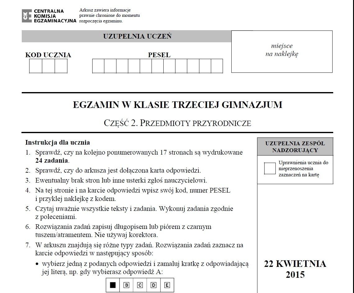 Powtórka Do Egzaminu Gimnazjalnego Z Biologii